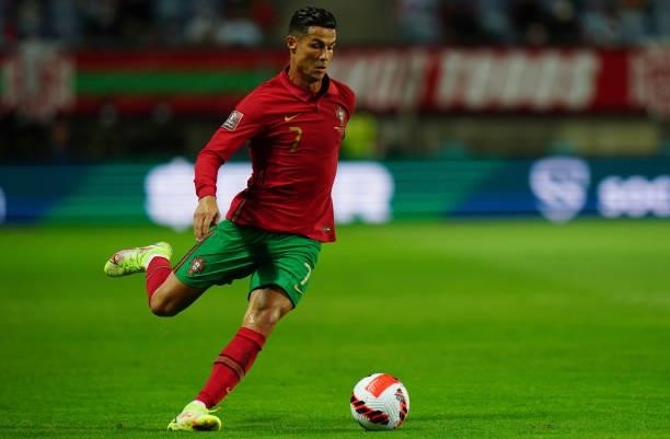 Cristiano Ronaldo of Manchester United and Portugal in action during the World Cup 2022 Qualifier match between Portugal and Republic of Ireland at...