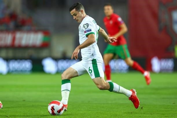 Josh Cullen of Republic of Ireland and Anderlecht during the 2022 FIFA World Cup Qualifier match between Portugal and Republic of Ireland at Estadio...