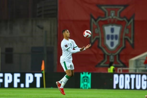 Adam Idah of Republic of Ireland and Norwich City during the 2022 FIFA World Cup Qualifier match between Portugal and Republic of Ireland at Estadio...