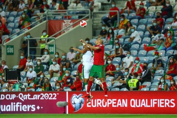 Adam Idah of Republic of Ireland and Norwich City vies with Pepe of FC Porto and Portugal for the ball possession during the 2022 FIFA World Cup...
