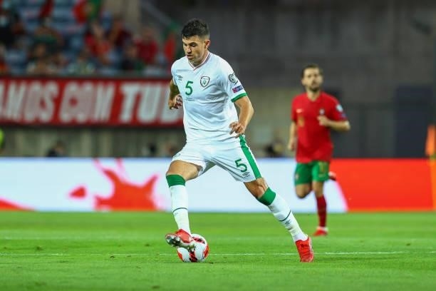 John Egan of Republic of Ireland and Sheffield United during the 2022 FIFA World Cup Qualifier match between Portugal and Republic of Ireland at...