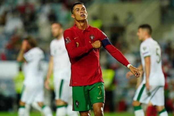 Cristiano Ronaldo of Manchester United and Portugal during the World Cup 2022 Qualifier match between Portugal and Republic of Ireland at Estadio...