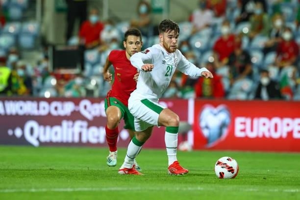 Aaron Connolly of Republic of Ireland and Brighton during the 2022 FIFA World Cup Qualifier match between Portugal and Republic of Ireland at Estadio...
