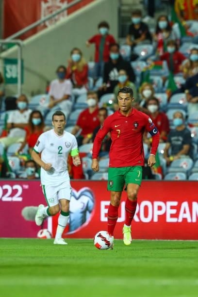 Cristiano Ronaldo of Manchester United and Portugal during the 2022 FIFA World Cup Qualifier match between Portugal and Republic of Ireland at...