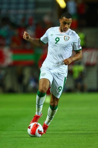 Adam Idah of Republic of Ireland and Norwich City during the 2022 FIFA World Cup Qualifier match between Portugal and Republic of Ireland at Estadio...