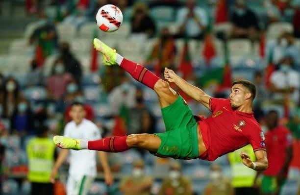 Andre Silva of RB Leipzig and Portugal in action during the World Cup 2022 Qualifier match between Portugal and Republic of Ireland at Estadio...