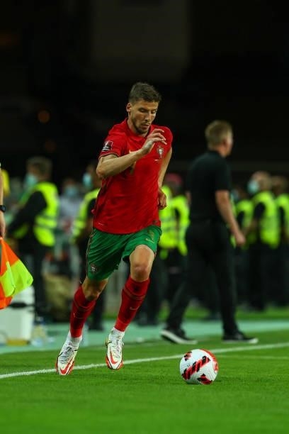 Ruben Dias of Manchester City and Portugal during the 2022 FIFA World Cup Qualifier match between Portugal and Republic of Ireland at Estadio Algarve...