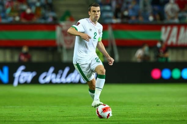 Seamus Coleman of Republic of Ireland and Everton during the 2022 FIFA World Cup Qualifier match between Portugal and Republic of Ireland at Estadio...