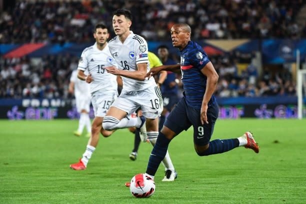 Anthony MARTIAL of France and Anel AHMEDHODZIC of Bosnia and Herzegovina during the FIFA World Cup 2022 Qatar qualifying match between France and...