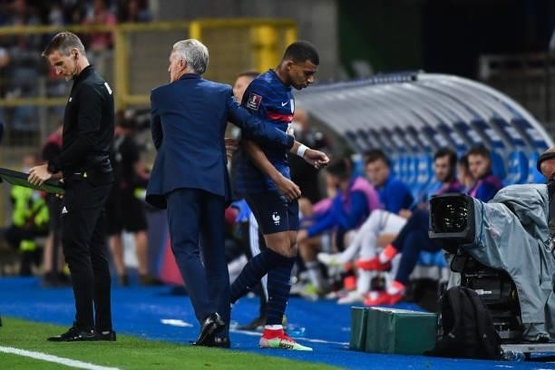 Didier DESCHAMPS head coach of France and Kylian MBAPPE of France during the FIFA World Cup 2022 Qatar qualifying match between France and Bosnia...