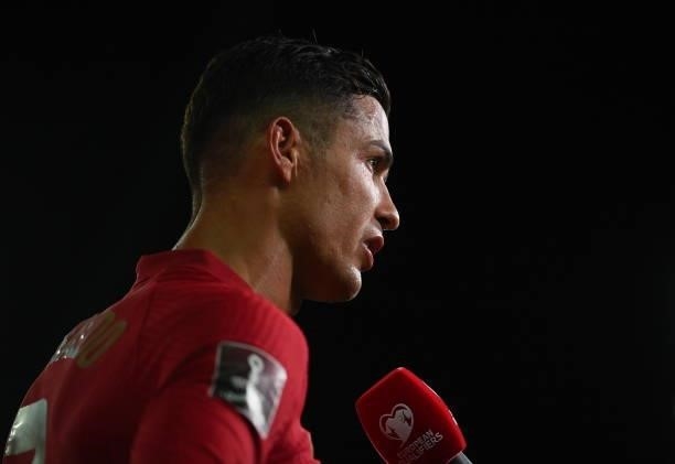 Faro , Portugal - 1 September 2021; Cristiano Ronaldo of Portugal following the FIFA World Cup 2022 qualifying group A match between Portugal and...
