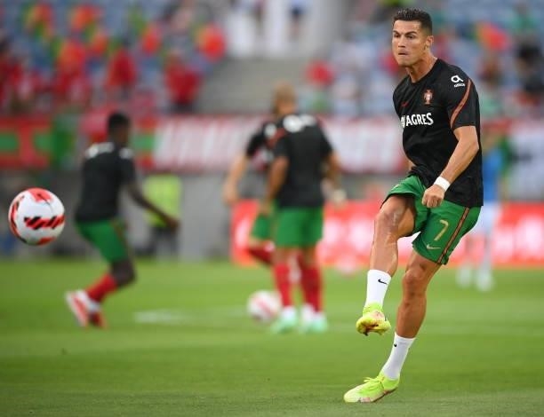 Faro , Portugal - 1 September 2021; Cristiano Ronaldo of Portugal before the FIFA World Cup 2022 qualifying group A match between Portugal and...