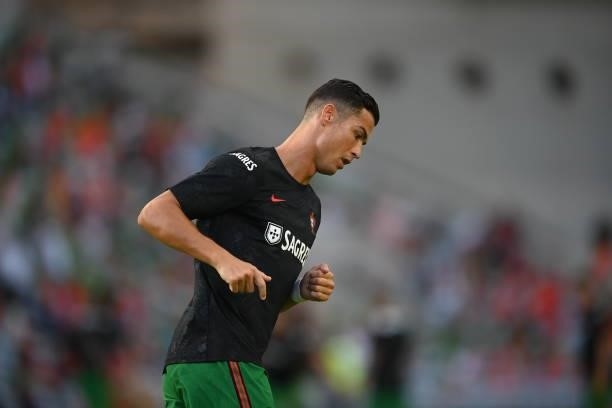 Faro , Portugal - 1 September 2021; Cristiano Ronaldo of Portugal before the FIFA World Cup 2022 qualifying group A match between Portugal and...