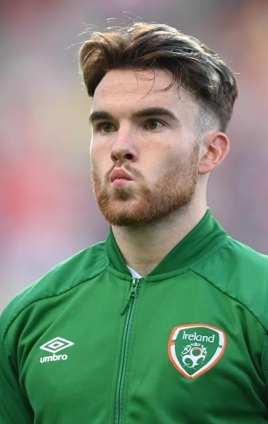 Faro , Portugal - 1 September 2021; Aaron Connolly of Republic of Ireland before the FIFA World Cup 2022 qualifying group A match between Portugal...