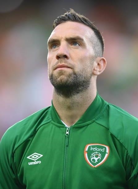 Faro , Portugal - 1 September 2021; Shane Duffy of Republic of Ireland before the FIFA World Cup 2022 qualifying group A match between Portugal and...