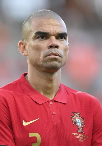Faro , Portugal - 1 September 2021; Pepe of Portugal before the FIFA World Cup 2022 qualifying group A match between Portugal and Republic of Ireland...