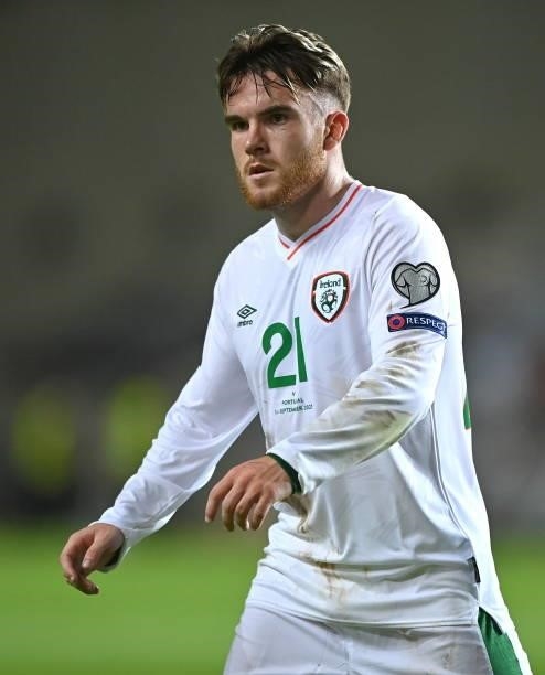 Faro , Portugal - 1 September 2021; Aaron Connolly of Republic of Ireland during the FIFA World Cup 2022 qualifying group A match between Portugal...