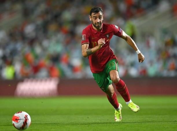 Faro , Portugal - 1 September 2021; Bruno Fernandes of Portugal during the FIFA World Cup 2022 qualifying group A match between Portugal and Republic...