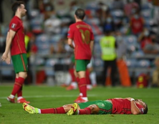 Faro , Portugal - 1 September 2021; André Silva of Portugal reacts after failing to convert a chance on goal during the FIFA World Cup 2022...