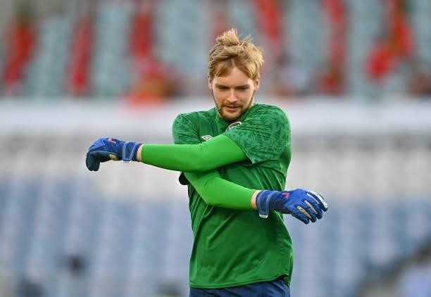 Faro , Portugal - 1 September 2021; Republic of Ireland goalkeeper Caoimhin Kelleher before the FIFA World Cup 2022 qualifying group A match between...