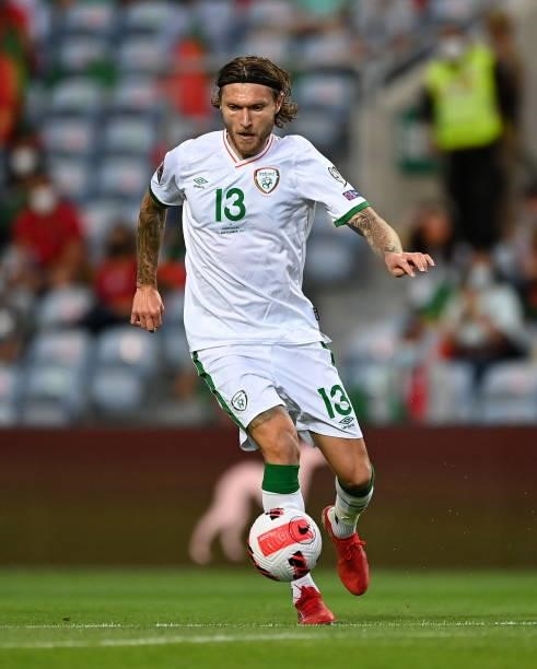 Faro , Portugal - 1 September 2021; Jeff Hendrick of Republic of Ireland during the FIFA World Cup 2022 qualifying group A match between Portugal and...