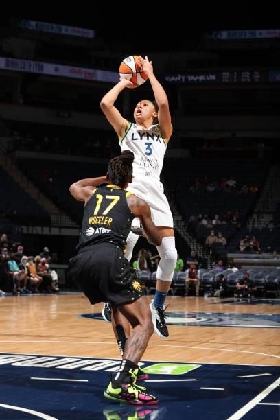Aerial Powers of the Minnesota Lynx shoots the ball during the game against the Los Angeles Sparks on September 2, 2021 at Target Center in...