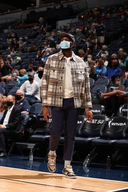 Josh Okogie of the Minnesota Timberwolves attends the game between the Los Angeles Sparks and the Minnesota Lynx on September 2, 2021 at Target...