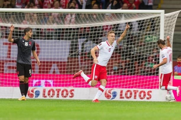 Adam Buksa during the World Cup 2020 qualifier match between Poland v Albania, in Warsaw, Poland, on September 2, 2021.