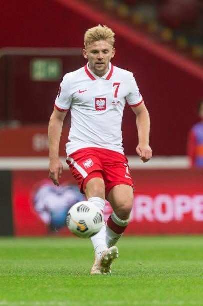 Kamil Jozwiak during the World Cup 2020 qualifier match between Poland v Albania, in Warsaw, Poland, on September 2, 2021.