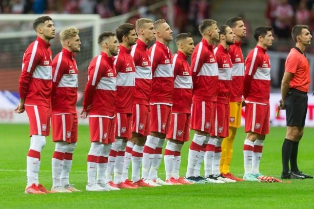 Reprezentacja Polski przed meczem during the World Cup 2020 qualifier match between Poland v Albania, in Warsaw, Poland, on September 2, 2021.