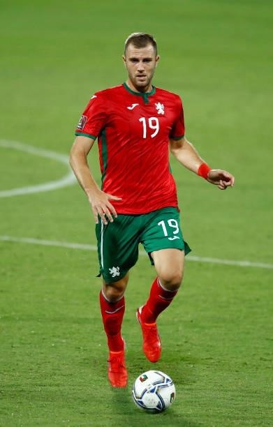 Atanas Iliev of Bulgaria controls the ball during the 2022 FIFA World Cup Qualifier Group C match between Italy and Bulgaria at Artemio Franchi on...