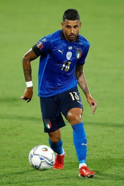 Emerson Palmieri of Italy controls the ball during the 2022 FIFA World Cup Qualifier Group C match between Italy and Bulgaria at Artemio Franchi on...