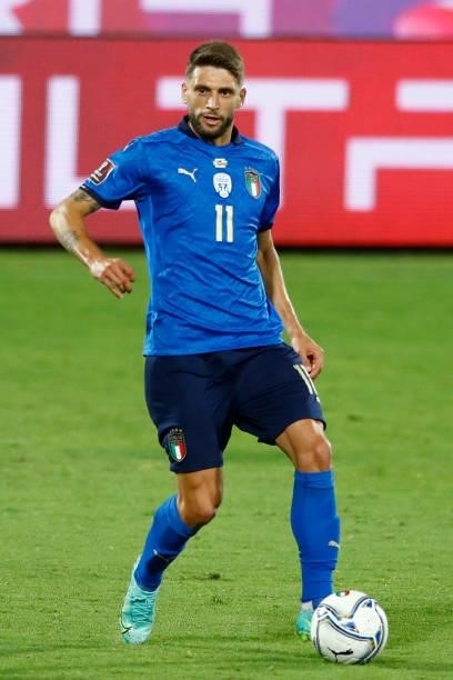Domenico Berardi of Italy controls the ball during the 2022 FIFA World Cup Qualifier Group C match between Italy and Bulgaria at Artemio Franchi on...