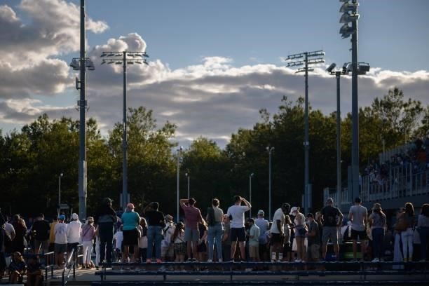 Spectators watch a match at the 2021 US Open Tennis tournament at the USTA Billie Jean King National Tennis Center in New York, on September 3, 2021.