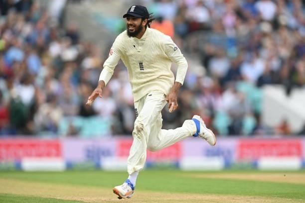 England's Haseeb Hameed chases the ball in the field during play on the third day of the fourth cricket Test match between England and India at the...