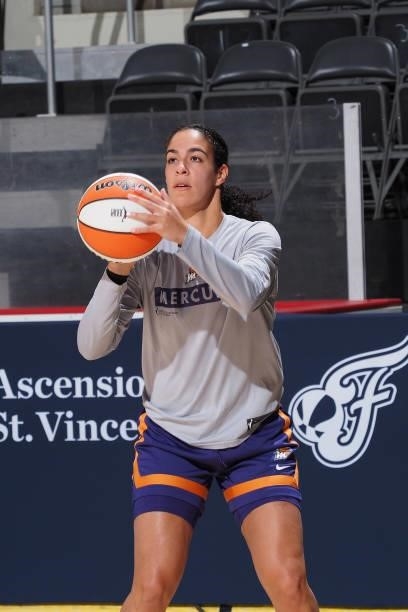 Kia Nurse of the Phoenix Mercury looks to shoot the ball before the game against the Indiana Fever on September 4, 2021 at the Indiana Farmers...