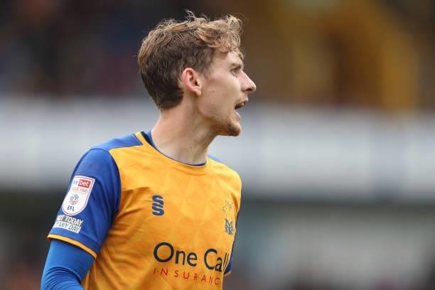 Elliott Hewitt of Mansfield Town during the Sky Bet League Two match between Mansfield Town and Harrogate Town at One Call Stadium on September 4,...