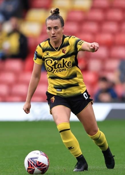 Amber-Keegan Stobbs of Watford during the Barclays FA Women's Championship between Watford Ladies and Liverpool Women at Vicarage Road on September...