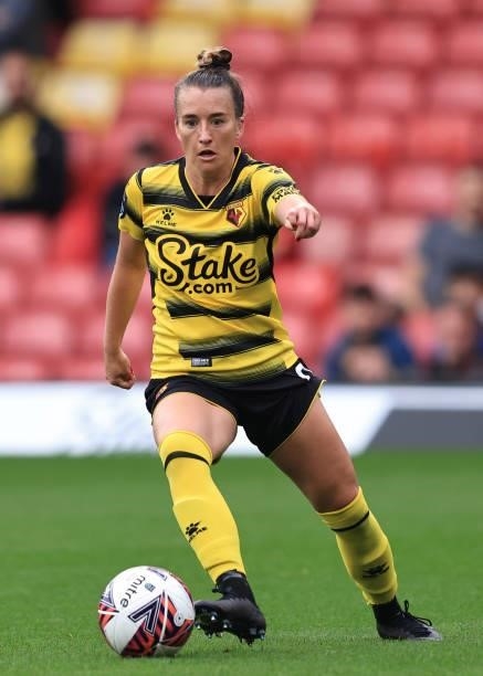 Amber-Keegan Stobbs of Watford during the Barclays FA Women's Championship between Watford Ladies and Liverpool Women at Vicarage Road on September...