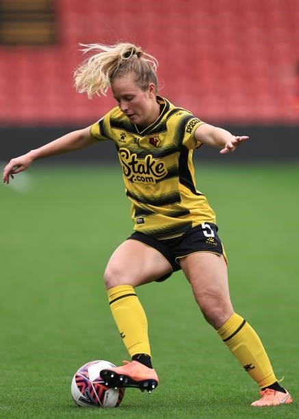 Anne Meiwald of Watford during the Barclays FA Women's Championship between Watford Ladies and Liverpool Women at Vicarage Road on September 4, 2021...
