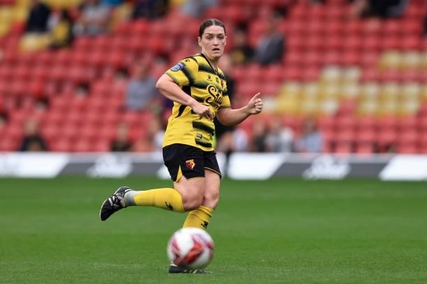 Megan Chandler of Watford during the Barclays FA Women's Championship between Watford Ladies and Liverpool Women at Vicarage Road on September 4,...