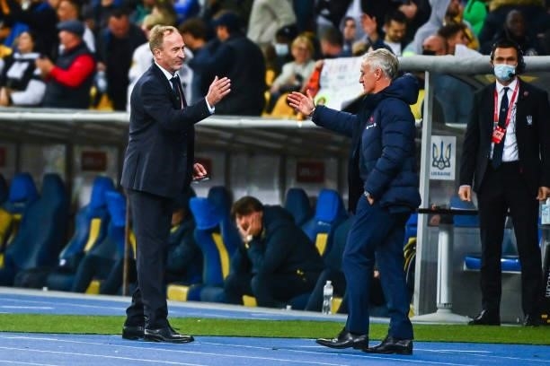 Didier DESCHAMPS head coach of France and Olexandr PETRAKOV coach of Ukraine during the FIFA World Cup 2022 Qatar qualifying match between Ukraine...
