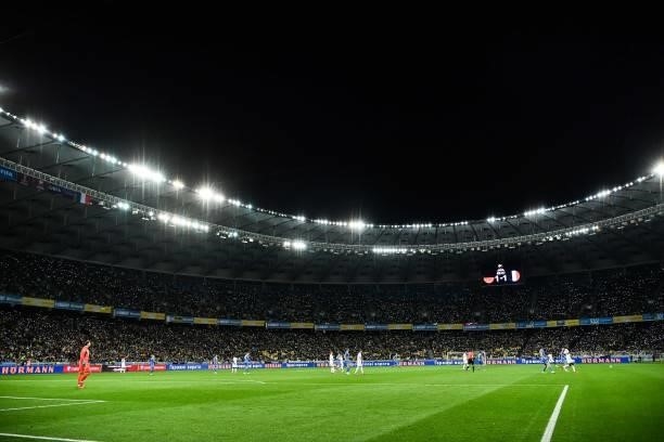 General view during the FIFA World Cup 2022 Qatar qualifying match between Ukraine and France at Olympic Stadium on September 4, 2021 in Kyiv,...