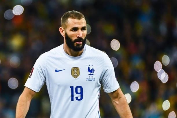Karim BENZEMA of France during the FIFA World Cup 2022 Qatar qualifying match between Ukraine and France at Olympic Stadium on September 4, 2021 in...