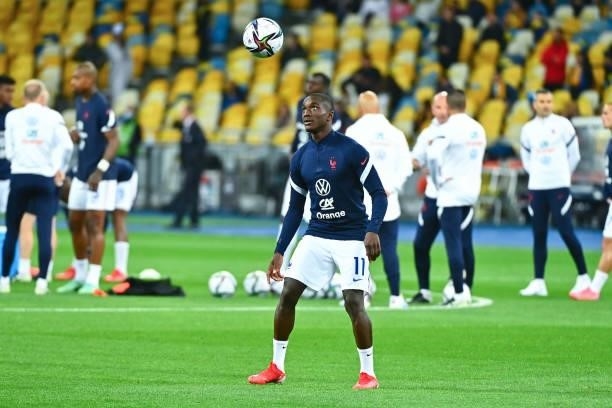 Moussa DIABY of France during the FIFA World Cup 2022 Qatar qualifying match between Ukraine and France at Olympic Stadium on September 4, 2021 in...