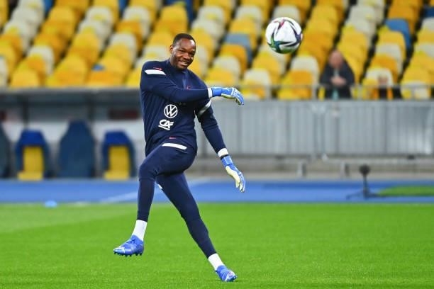 Steve MANDANDA of France during the FIFA World Cup 2022 Qatar qualifying match between Ukraine and France at Olympic Stadium on September 4, 2021 in...
