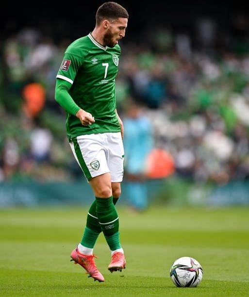 Dublin , Ireland - 4 September 2021; Matt Doherty of Republic of Ireland during the FIFA World Cup 2022 qualifying group A match between Republic of...