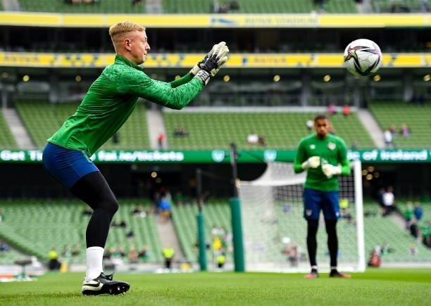 Dublin , Ireland - 4 September 2021; Republic of Ireland goalkeeper James Talbot before the FIFA World Cup 2022 qualifying group A match between...