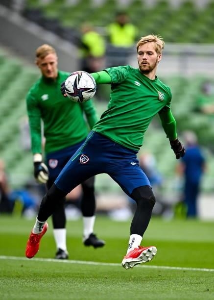 Dublin , Ireland - 4 September 2021; Republic of Ireland goalkeeper Caoimhin Kelleher before the FIFA World Cup 2022 qualifying group A match between...