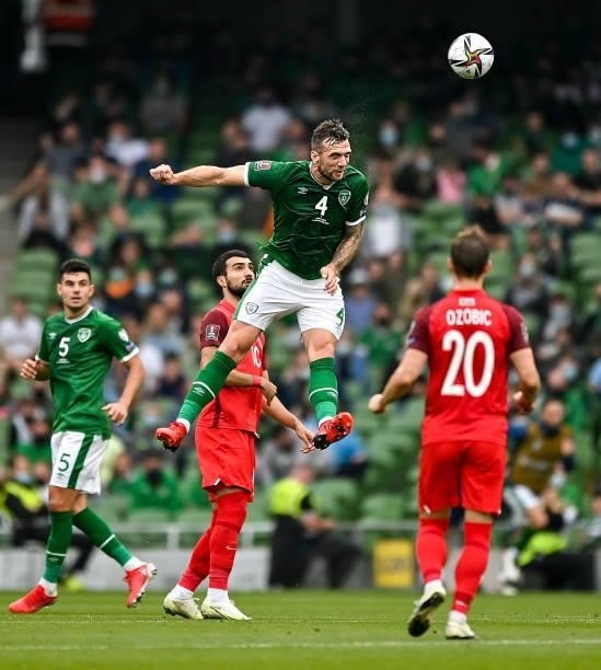 Dublin , Ireland - 4 September 2021; Shane Duffy of Republic of Ireland during the FIFA World Cup 2022 qualifying group A match between Republic of...